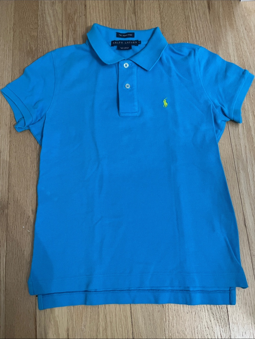 Ralph Lauren Women's Turquoise Skinny Polo with Lime Green Pony